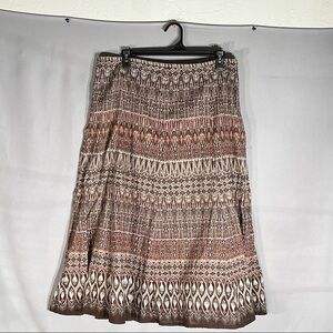 Liz Claiborne Geometric Brown and Pink Size 10 Women Gypsy Skirt